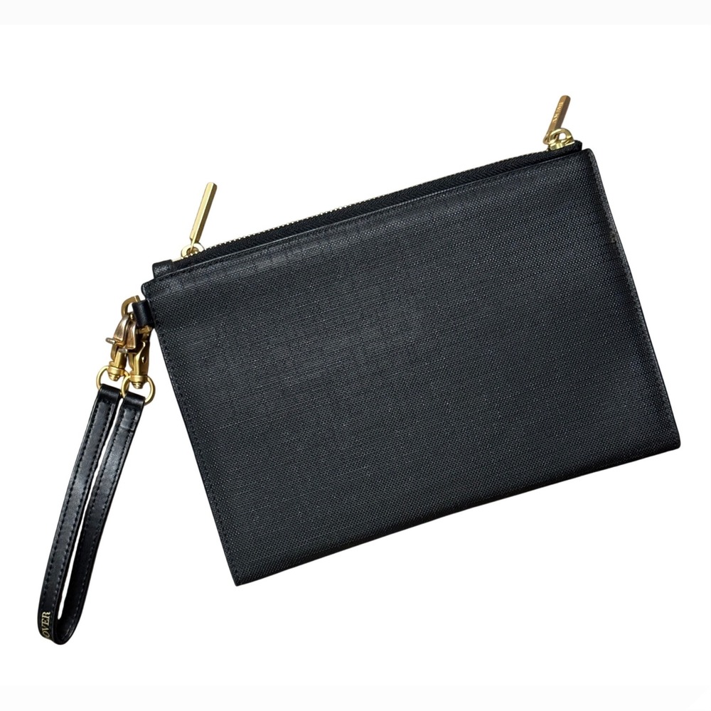 NOT FOR SALE Dagne Dover Black Coated Canvas Wristlet Clutch Travel Organizer